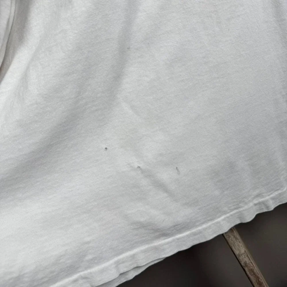 Vintage 90s USA Nike Trashed White Single Stitch T‎ Shirt size Large